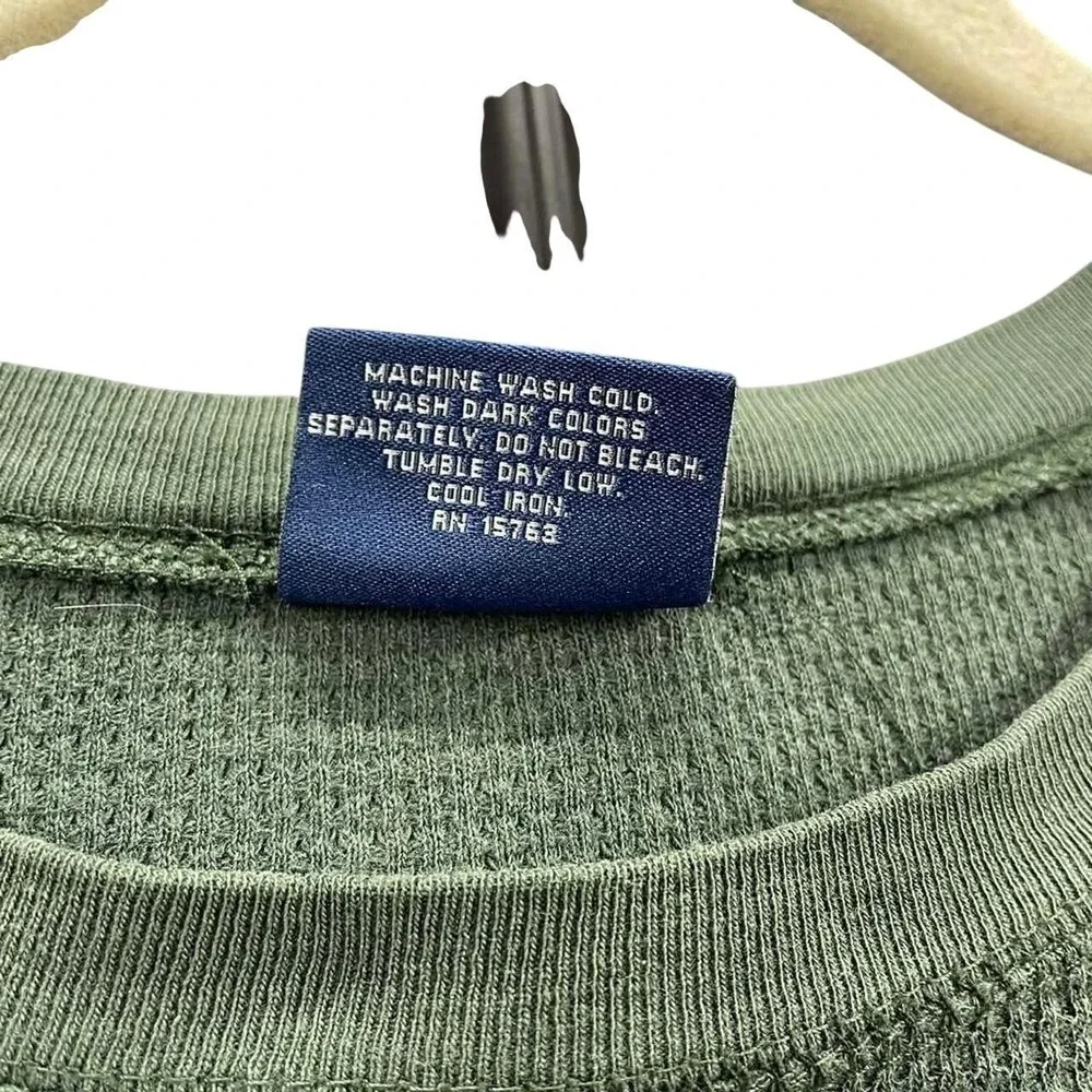 Polo Ralph Lauren Olive Green Waffle Thermal Long Sleeve Vintage Preppy L